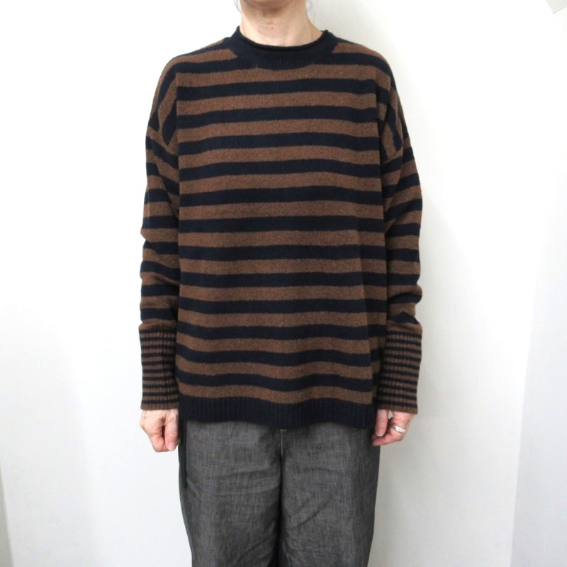 mao made Aラインバックスリットボーダープルオーバー /NV×BR791